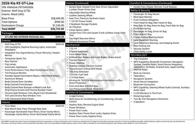 Used 2026 Kia K5 GT-Line w/ GT-Line Red Interior Package FWD image 19