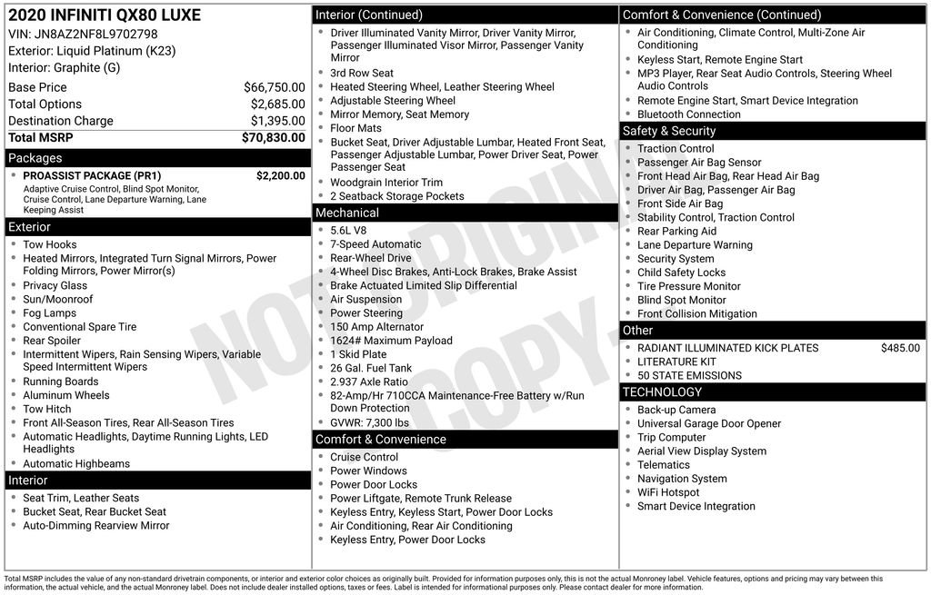 Used 2020 INFINITI QX80 Luxe w/ Proassist Package image 44