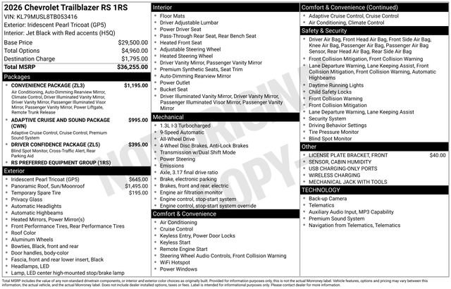 New 2026 Chevrolet TrailBlazer RS w/ Convenience Package AWD/4WD image 24