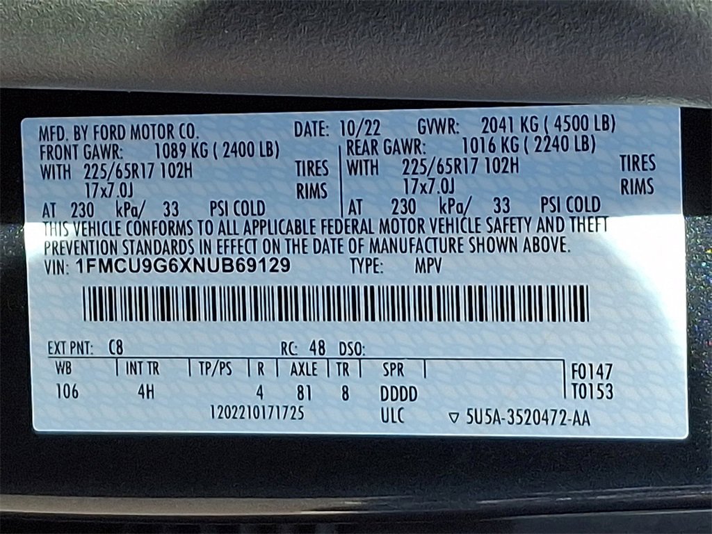 Certified 2022 Ford Escape SE w/ Convenience Package image 28