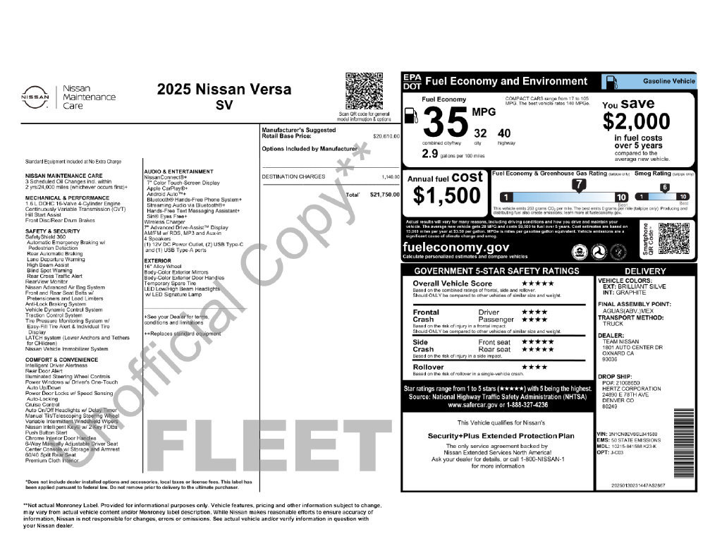 Certified 2025 Nissan Versa SV FWD image 27