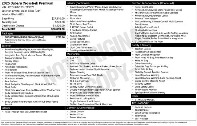 Used 2025 Subaru Crosstrek 2.0i Premium w/ Crosstrek Mirror Package image 29