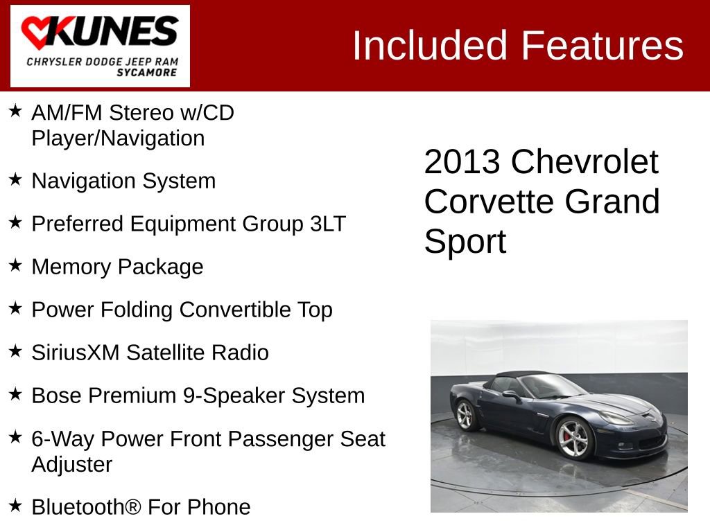 Used 2013 Chevrolet Corvette Grand Sport w/ 3LT Preferred Equipment Group RWD image 3