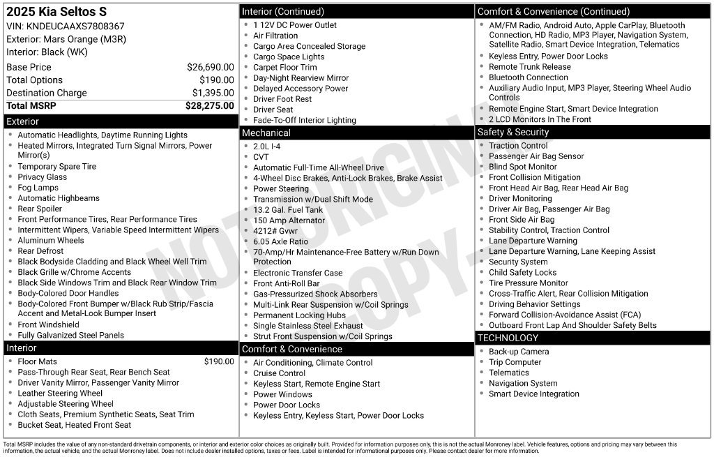 Certified 2025 Kia Seltos S AWD/4WD image 8