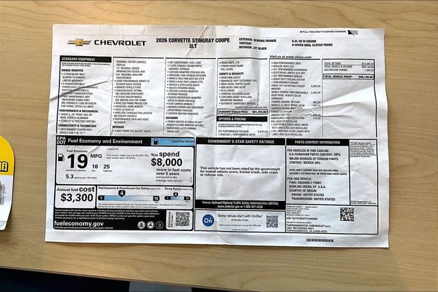 New 2026 Chevrolet Corvette Stingray Premium Cpe w/ Z51 Performance Package image 5