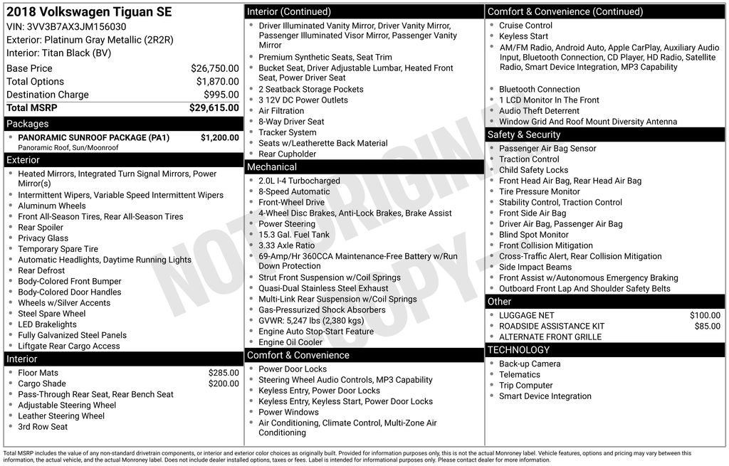Used 2018 Volkswagen Tiguan SE w/ Panoramic Sunroof Package image 6