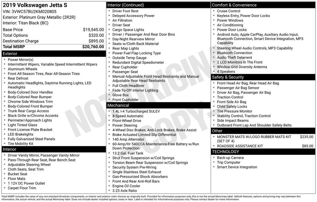 Used 2019 Volkswagen Jetta S image 2