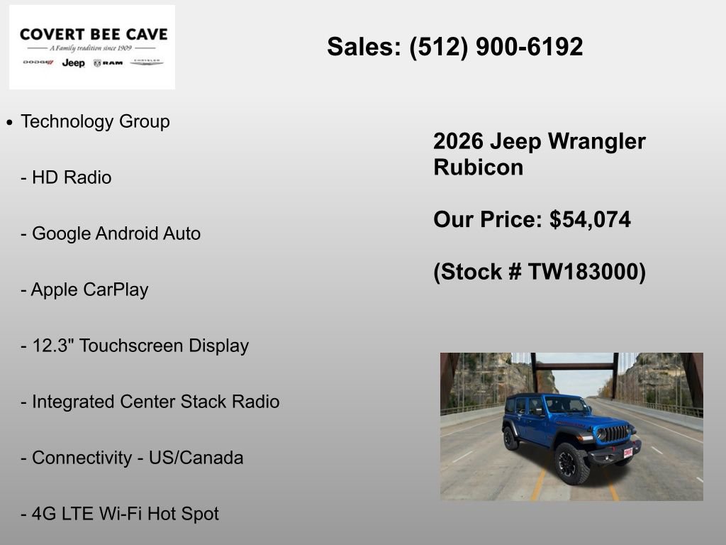New 2026 Jeep Wrangler Unlimited Rubicon w/ Safety Group AWD/4WD image 12