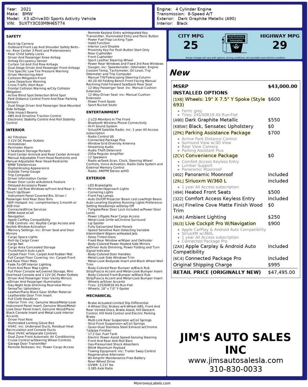 Used 2021 BMW X3 sDrive30i w/ Convenience Package image 7