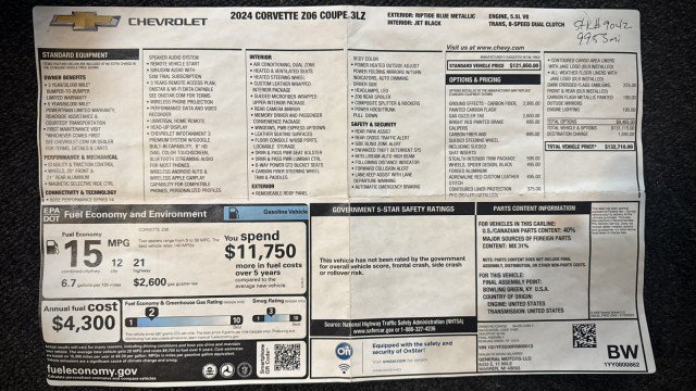 Used 2024 Chevrolet Corvette Z06 w/ Stealth Interior Trim Package RWD image 18