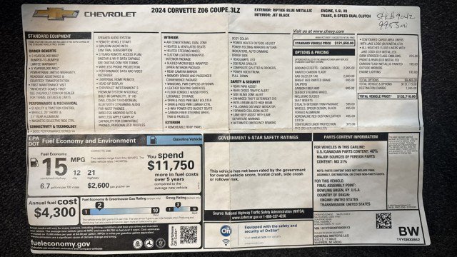 Used 2024 Chevrolet Corvette Z06 w/ Stealth Interior Trim Package RWD image 18