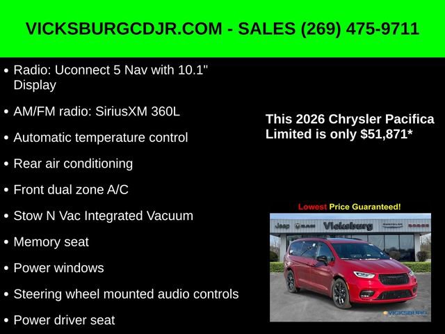 New 2026 Chrysler Pacifica Limited w/ Uconnect Theater Family Group image 33