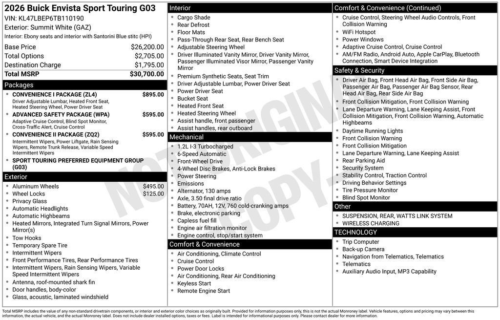 New 2026 Buick Envista Sport Touring w/ Convenience I Package image 37