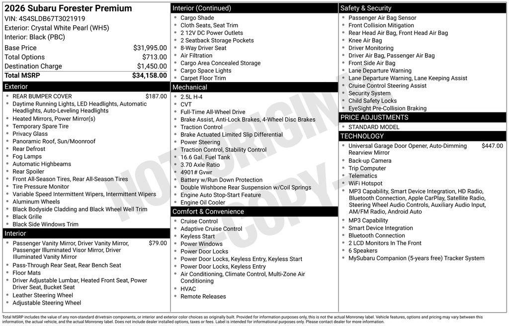 Certified 2026 Subaru Forester Premium AWD/4WD image 18