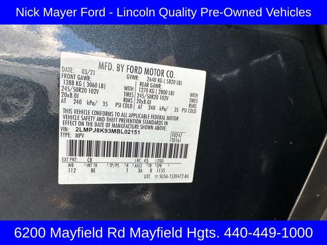 Used 2021 Lincoln Nautilus Reserve w/ Cargo Utility Package image 28