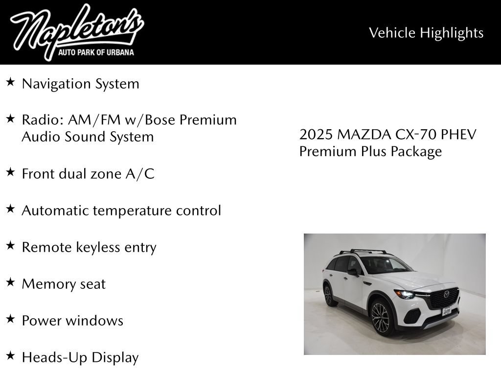 New 2025 MAZDA CX-70 Plug-In Hybrid w/ Premium Plus AWD/4WD image 15