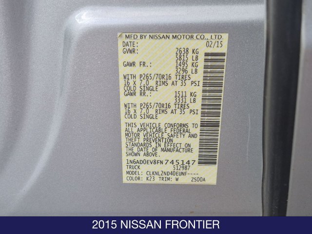 Used 2015 Nissan Frontier SV w/ SV Value Truck Package AWD/4WD image 24