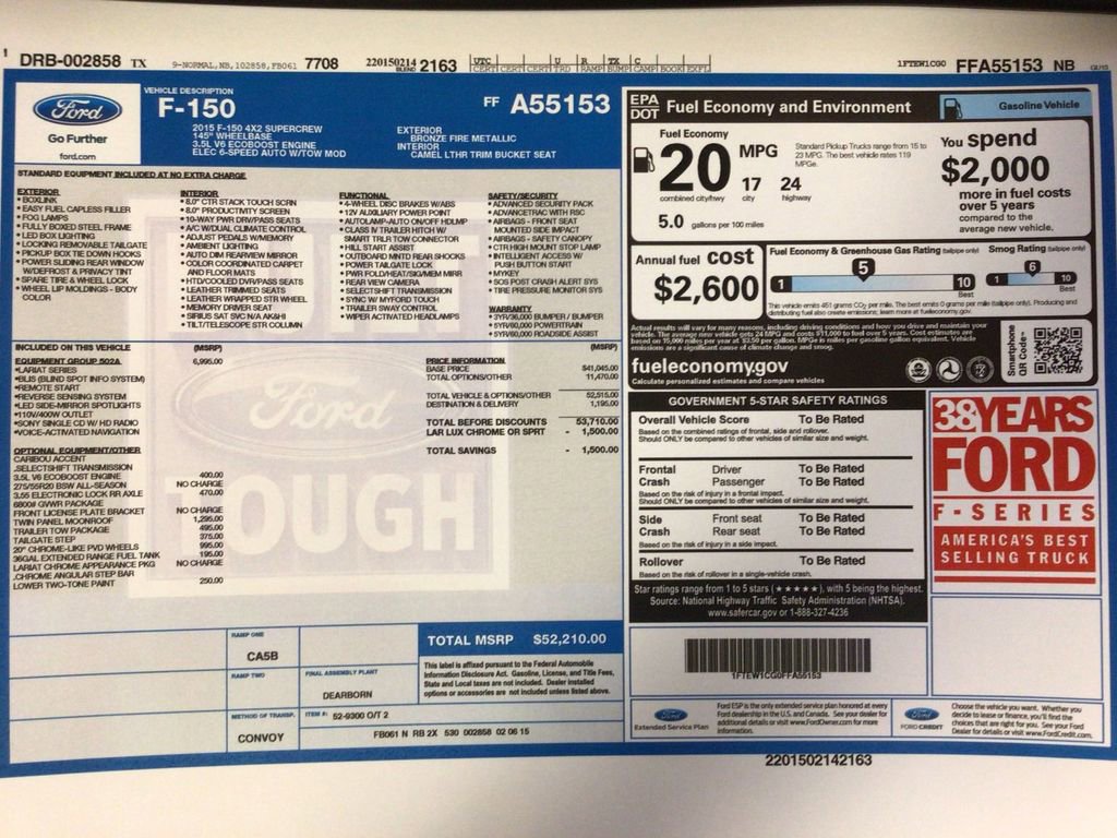 Used 2015 Ford F150 Lariat w/ Equipment Group 502A Luxury image 37