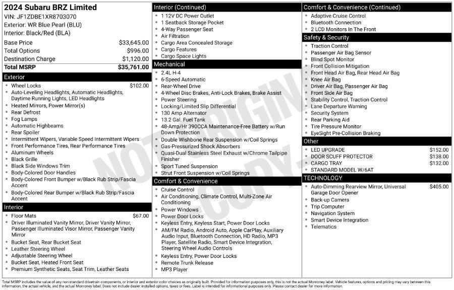 Used 2024 Subaru BRZ Limited image 2