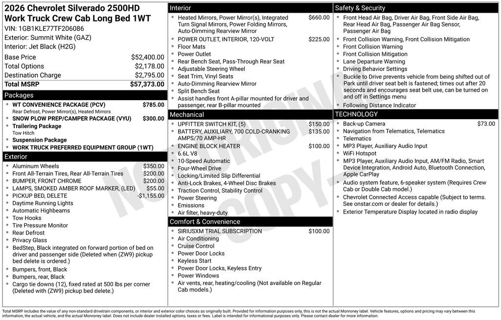 New 2026 Chevrolet Silverado 2500 W/T w/ WT Convenience Package AWD/4WD image 38