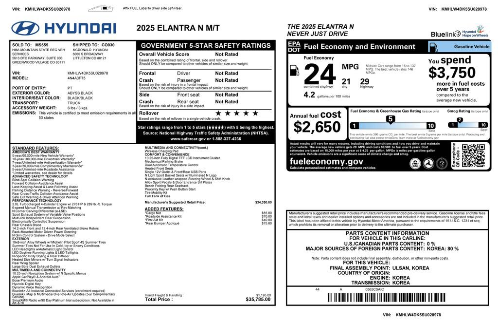 Used 2025 Hyundai Elantra N FWD image 4