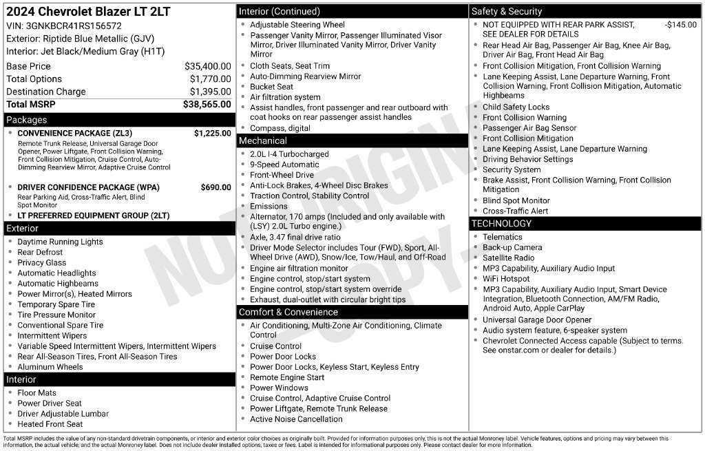 Certified 2024 Chevrolet Blazer LT w/ Convenience Package FWD image 6