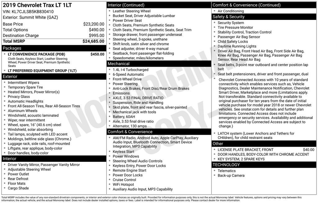 Used 2019 Chevrolet Trax LT w/ LT Convenience Package FWD image 4