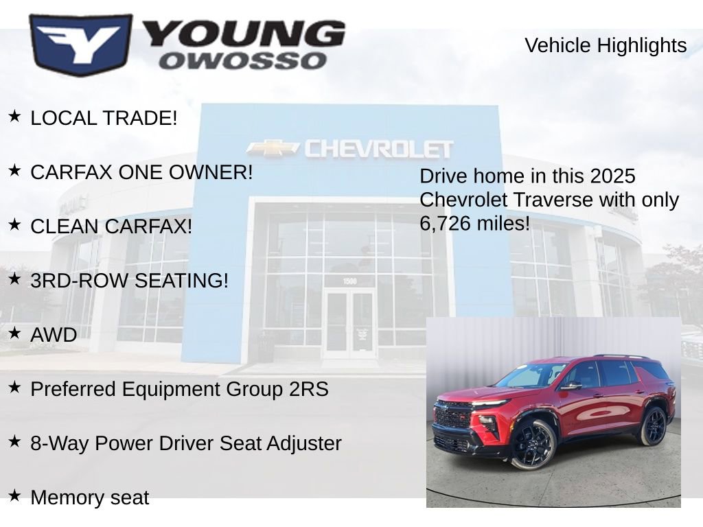 Used 2025 Chevrolet Traverse RS w/ LPO, Floor Liner Package image 7