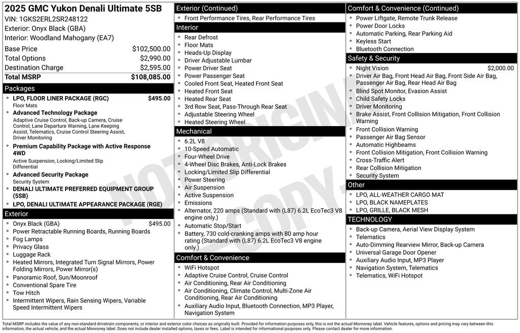 Used 2025 GMC Yukon Denali Ultimate w/ LPO, Floor Liner Package image 4