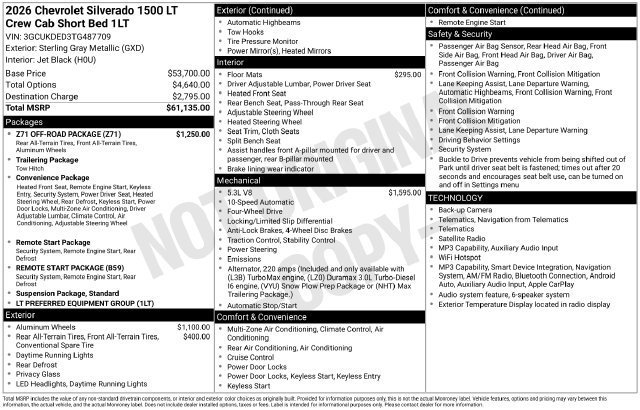 New 2026 Chevrolet Silverado 1500 LT w/ Z71 Off-Road Package AWD/4WD image 4