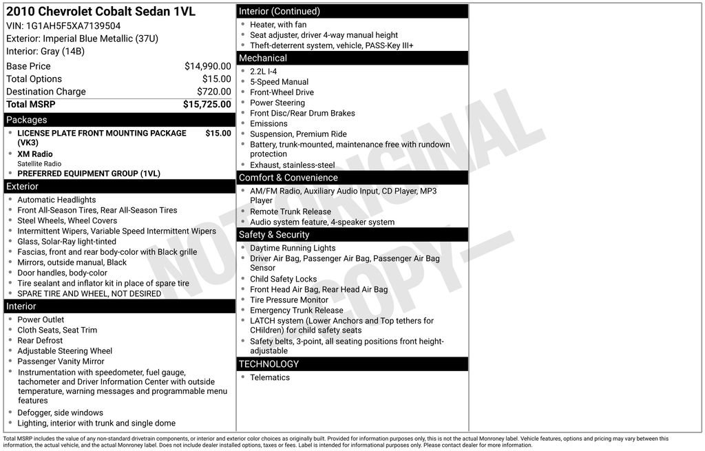 Used 2010 Chevrolet Cobalt Sedan image 31