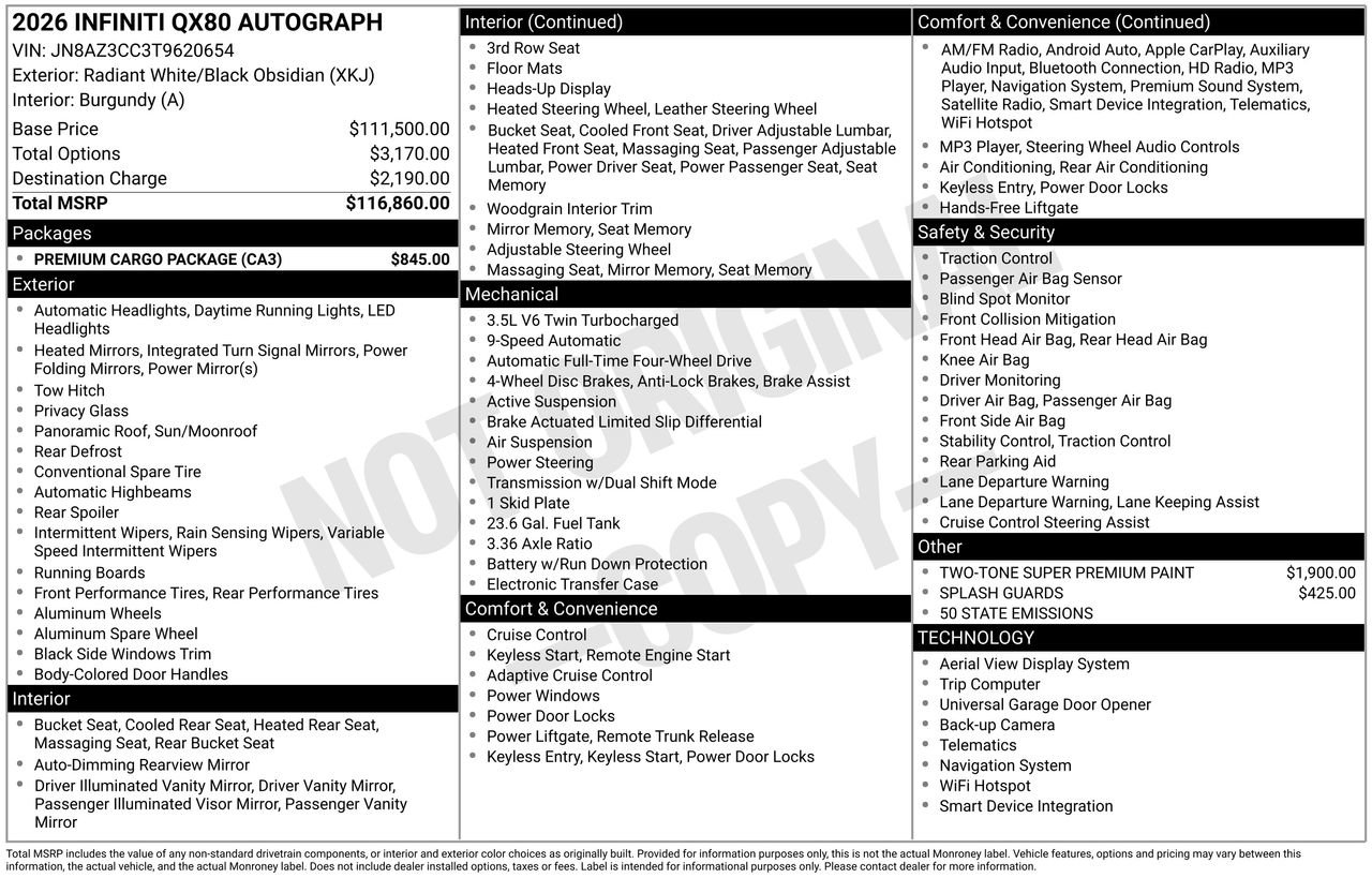 Certified 2026 INFINITI QX80 Autograph w/ Premium Cargo Package image 35
