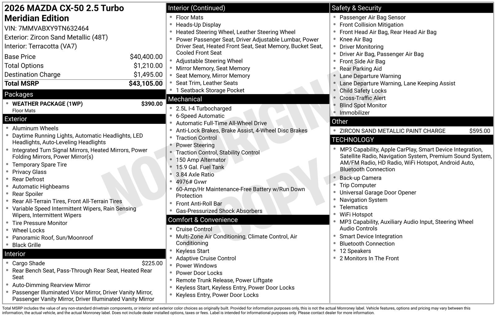 New 2026 MAZDA CX-50 Meridian Edition w/ Weather Package AWD/4WD image 22