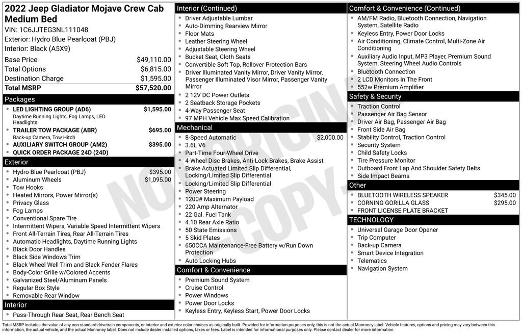 Used 2022 Jeep Gladiator Mojave w/ LED Lighting Group image 6