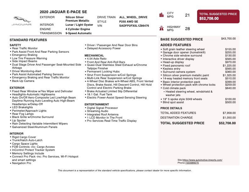 Used 2020 Jaguar E-PACE SE image 2