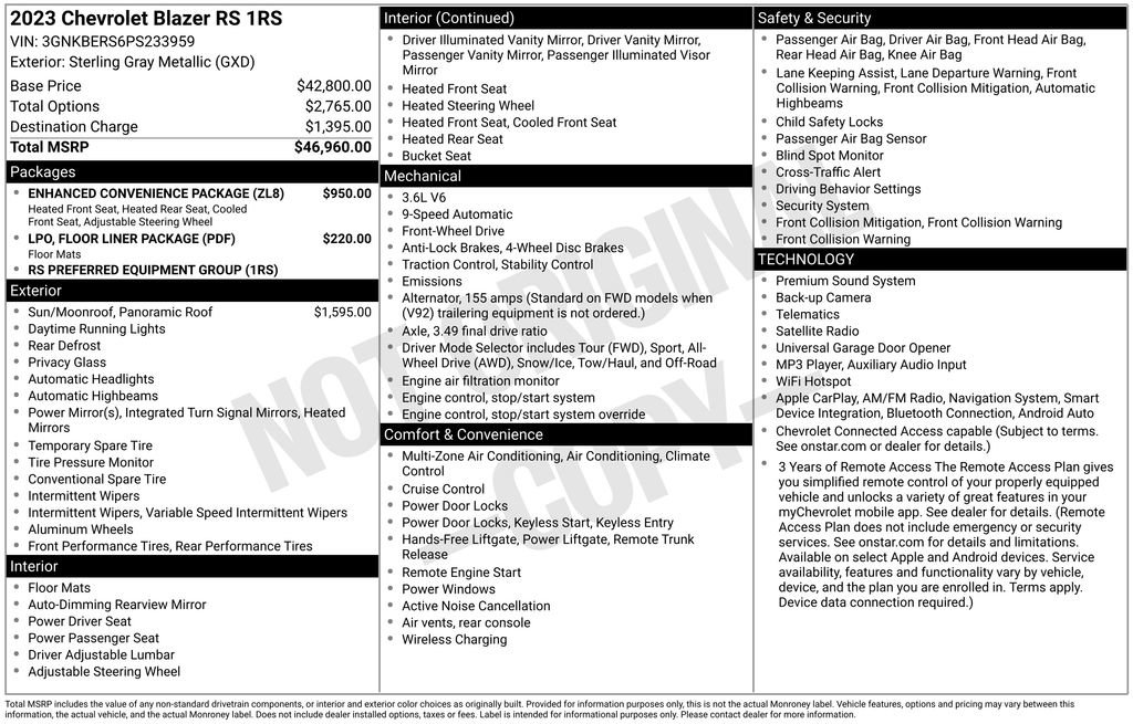 Certified 2023 Chevrolet Blazer RS w/ Enhanced Convenience Package FWD image 37