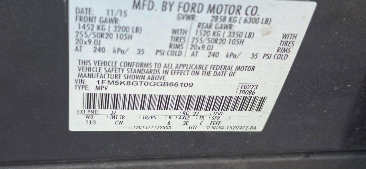 Used 2016 Ford Explorer Sport w/ Equipment Group 401A AWD/4WD image 9