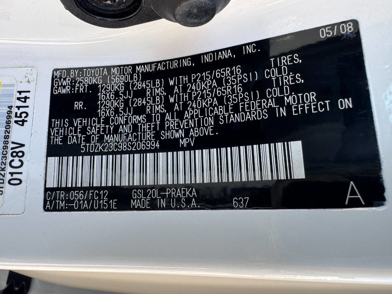 Used 2008 Toyota Sienna LE FWD image 20