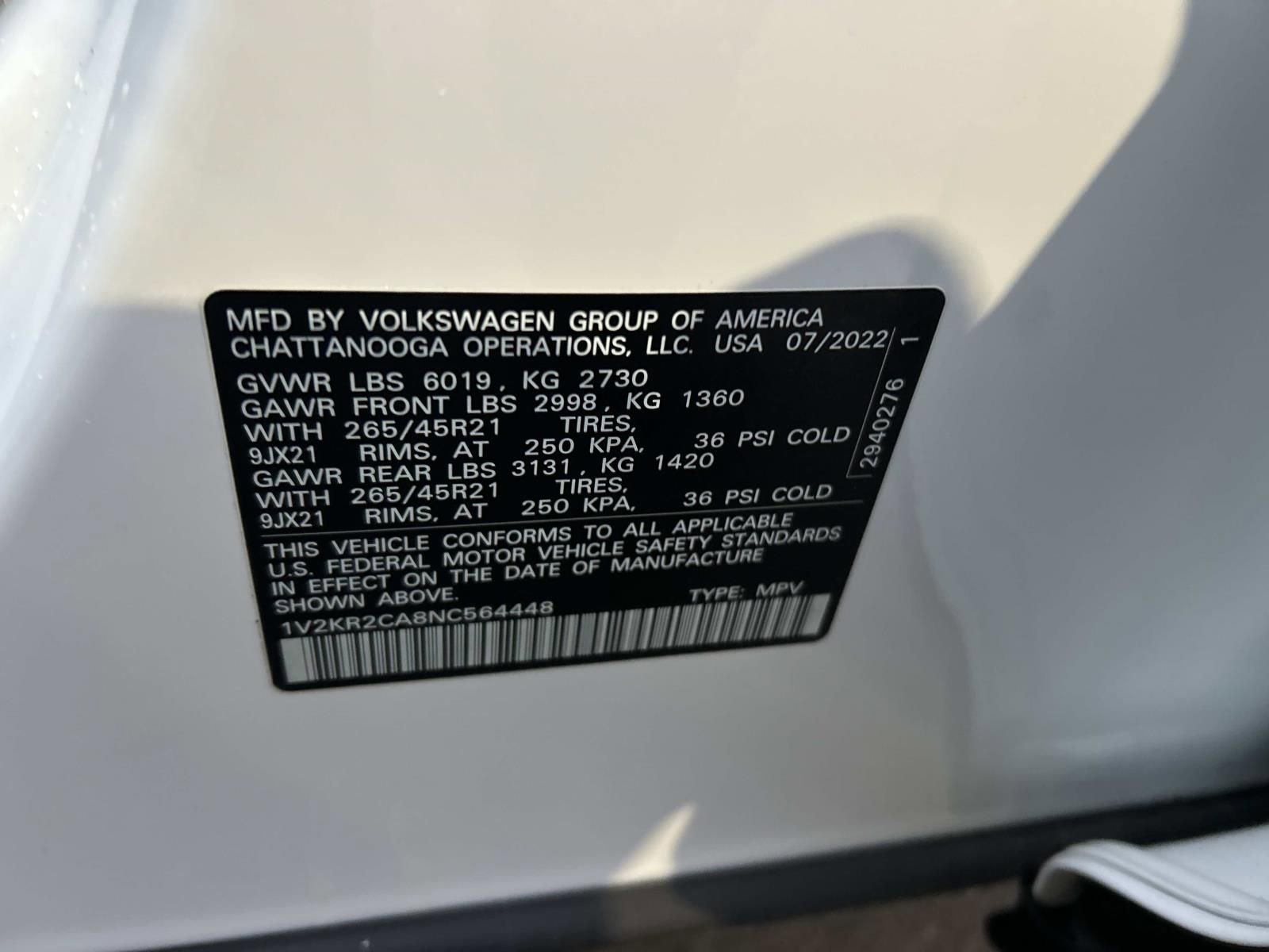 Certified 2022 Volkswagen Atlas SE image 36