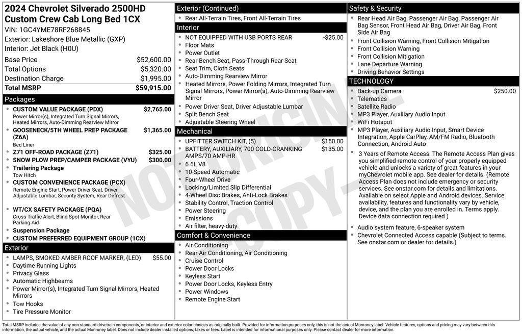 Used 2024 Chevrolet Silverado 2500 Custom w/ Custom Value Package AWD/4WD image 2