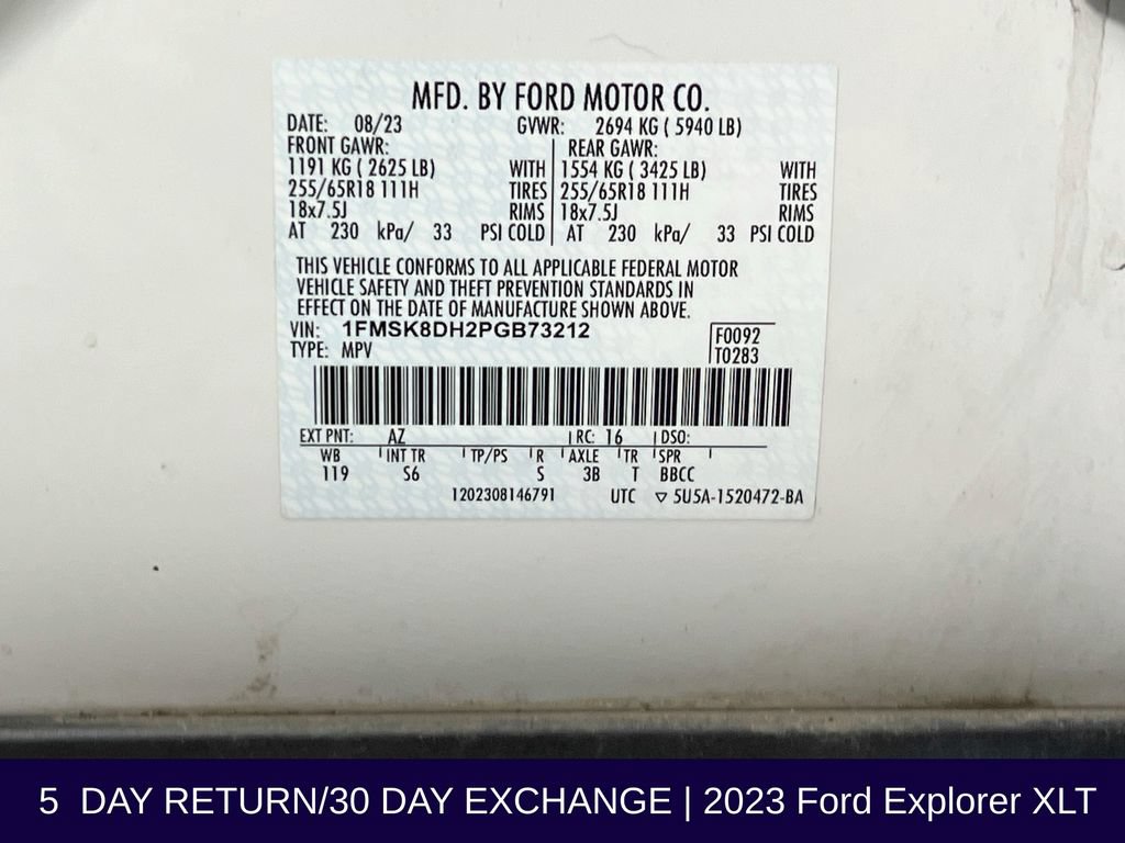 Certified 2023 Ford Explorer XLT w/ Equipment Group 202A AWD/4WD image 38