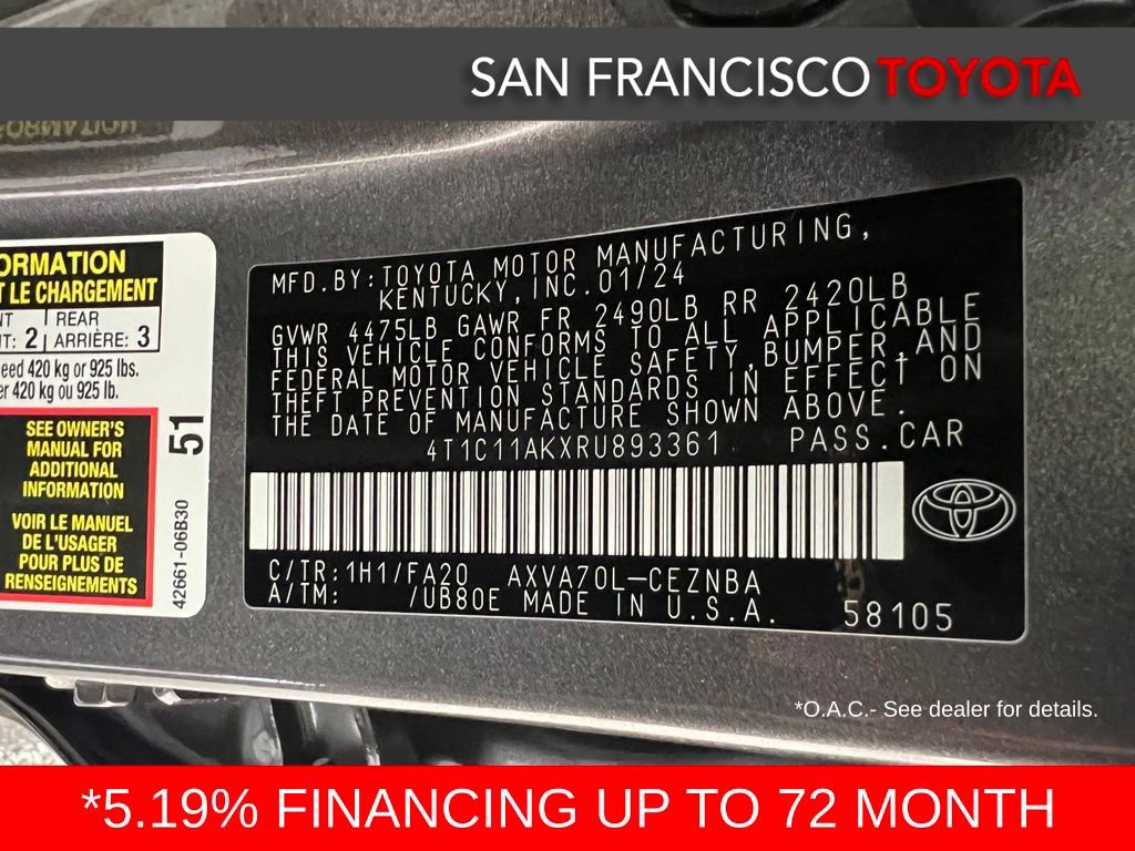 Certified 2024 Toyota Camry LE FWD image 38