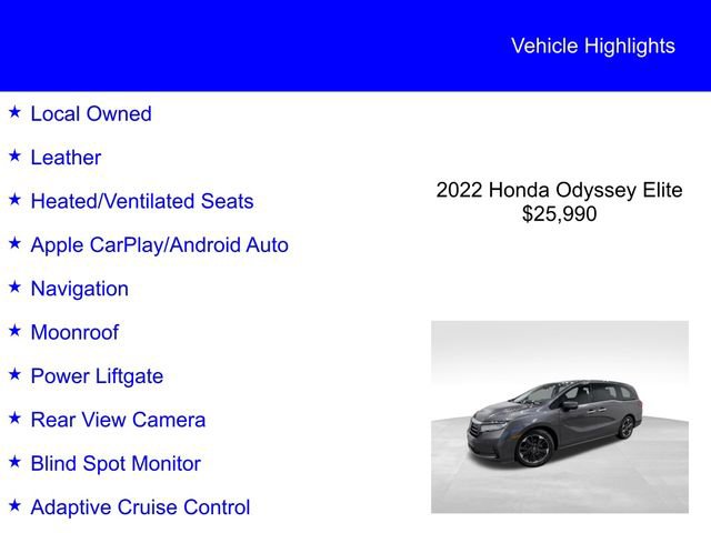 Used 2022 Honda Odyssey Elite image 2