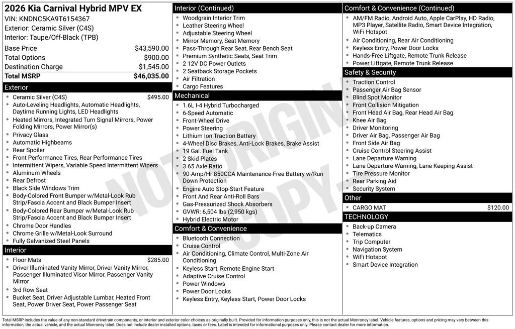 New 2026 Kia Carnival EX image 33