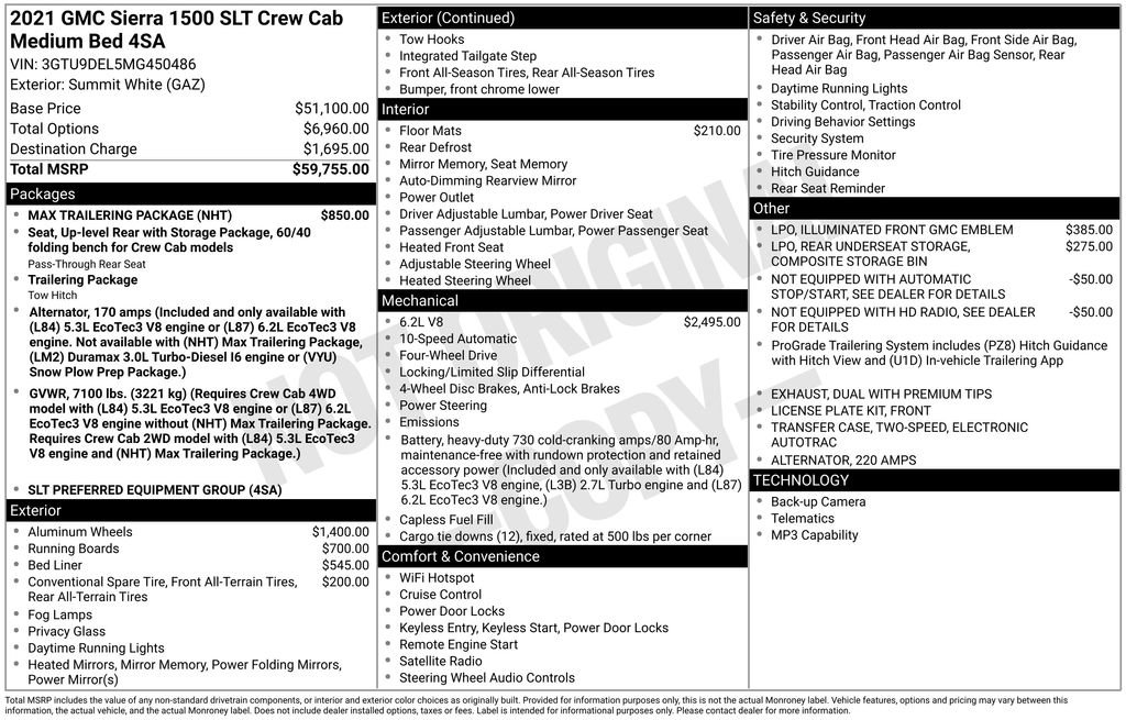 Used 2021 GMC Sierra 1500 SLT w/ Max Trailering Package image 4