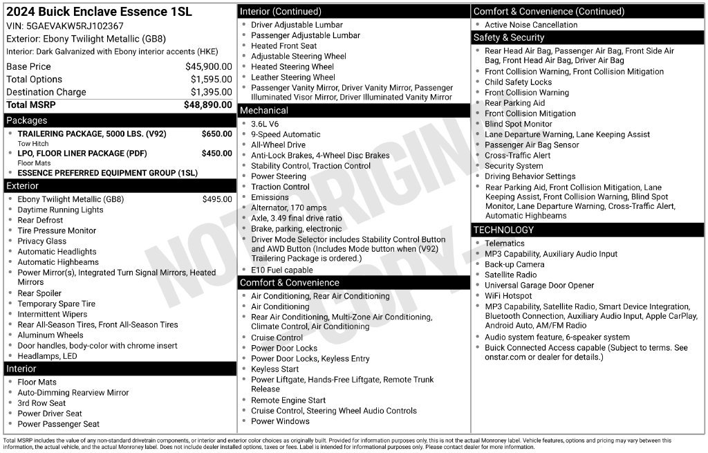 Certified 2024 Buick Enclave Essence w/ Trailering Package, 5000 lbs. AWD/4WD image 35