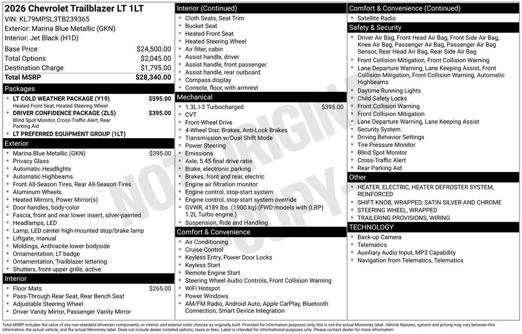 New 2026 Chevrolet TrailBlazer LT w/ LT Cold Weather Package FWD image 11