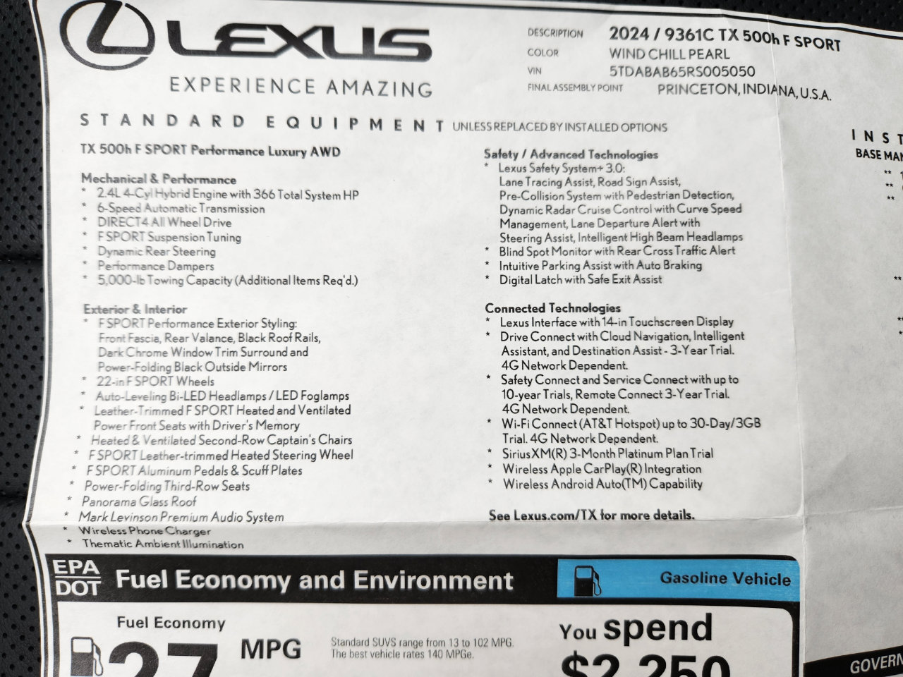 Used 2024 Lexus TX 500h AWD image 46