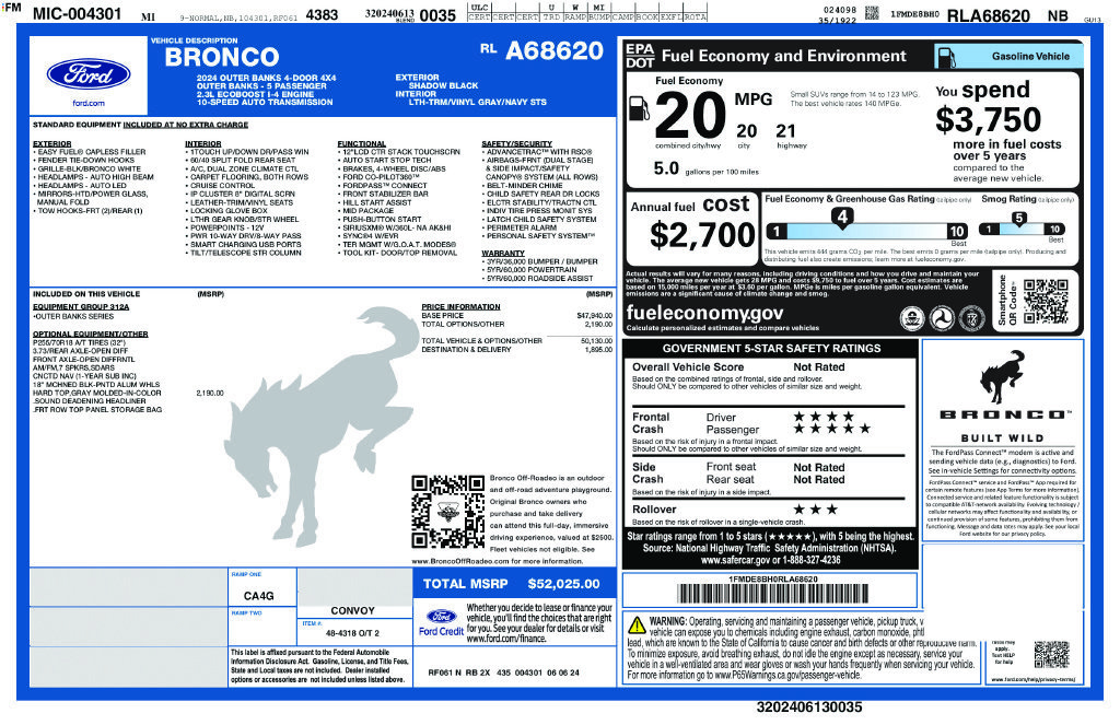 Certified 2024 Ford Bronco Outer Banks AWD/4WD image 17