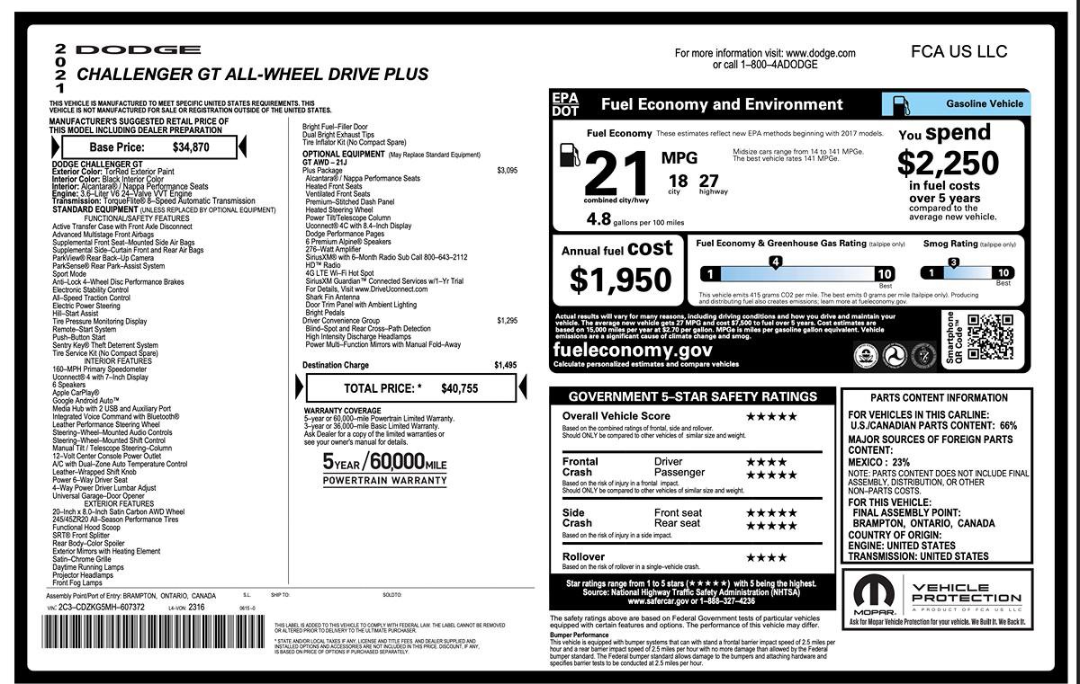 Used 2021 Dodge Challenger GT w/ Plus Package image 10